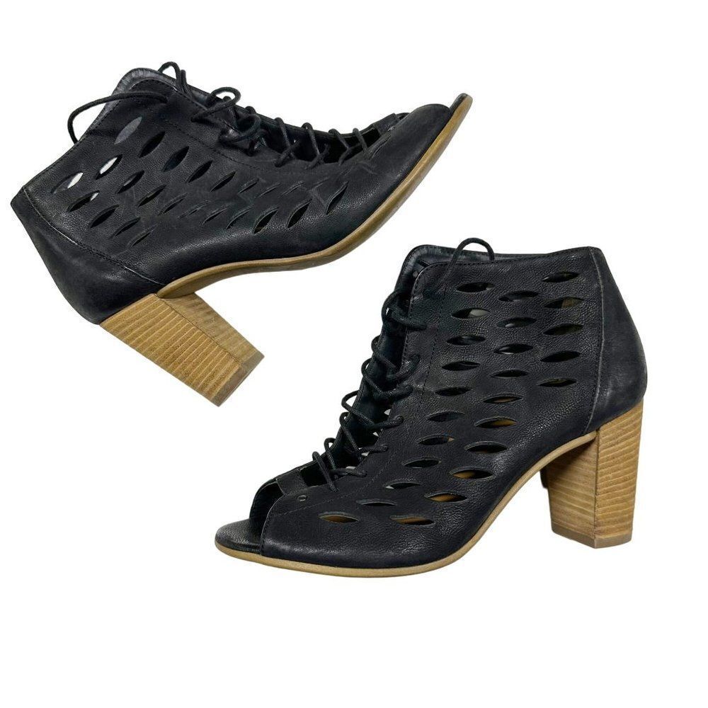 Paul Green Catalina Perforated Lace Up Leather Ankle Booties Boots Womens Size U